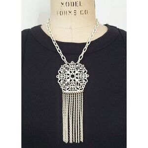 RARE Vintage Signed 50s/60s Crown Trifari White Enamel Statement Necklace